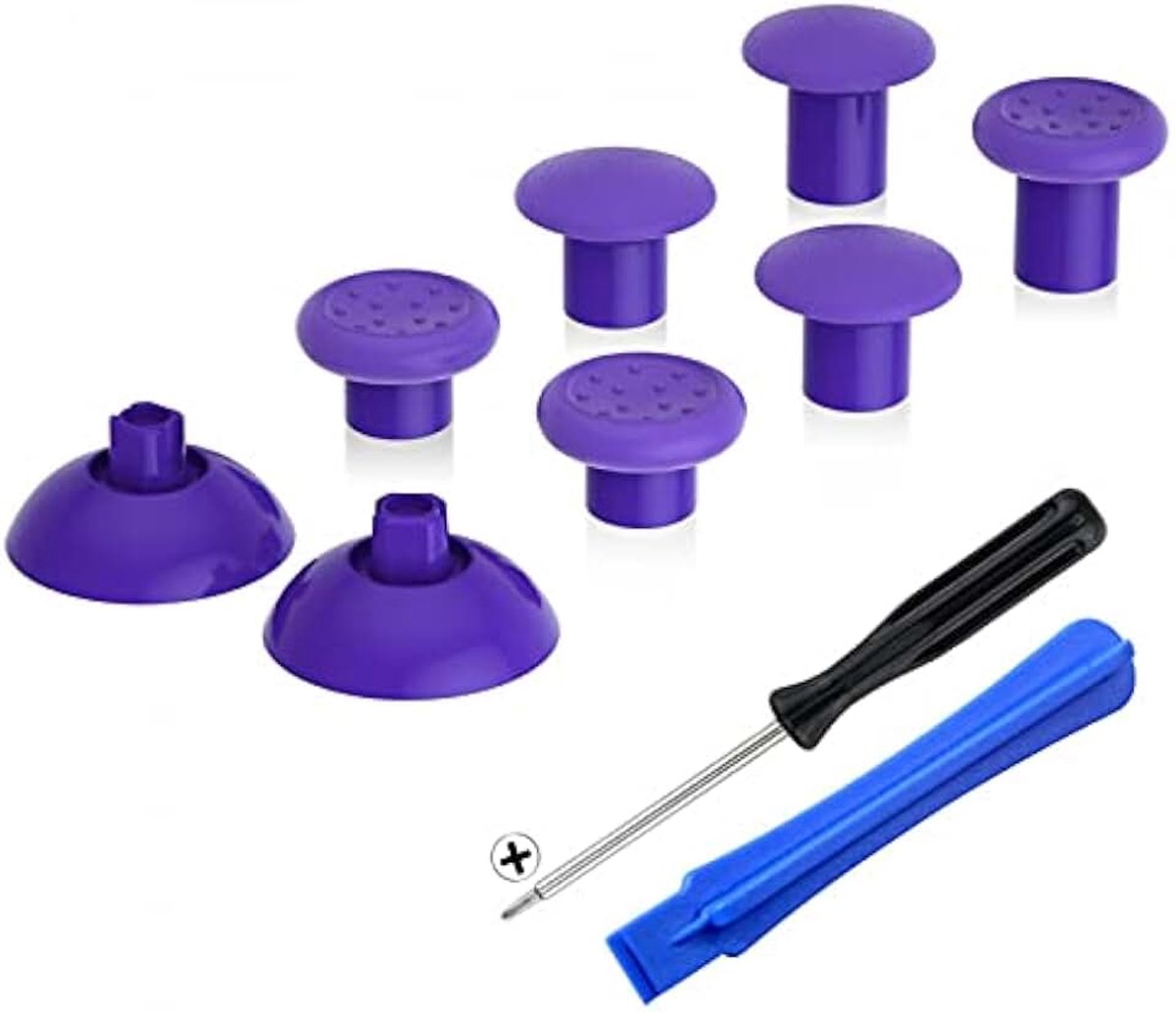 EXtremeRate ThumbsGear Verwisselbare Ergonomische Thumbstick voor ps5 Controller, voor ps4 Alle Model Controller, 3 Hoogte Gewelfde en Concave Handgrepen Verstelbare Joystic - Purper