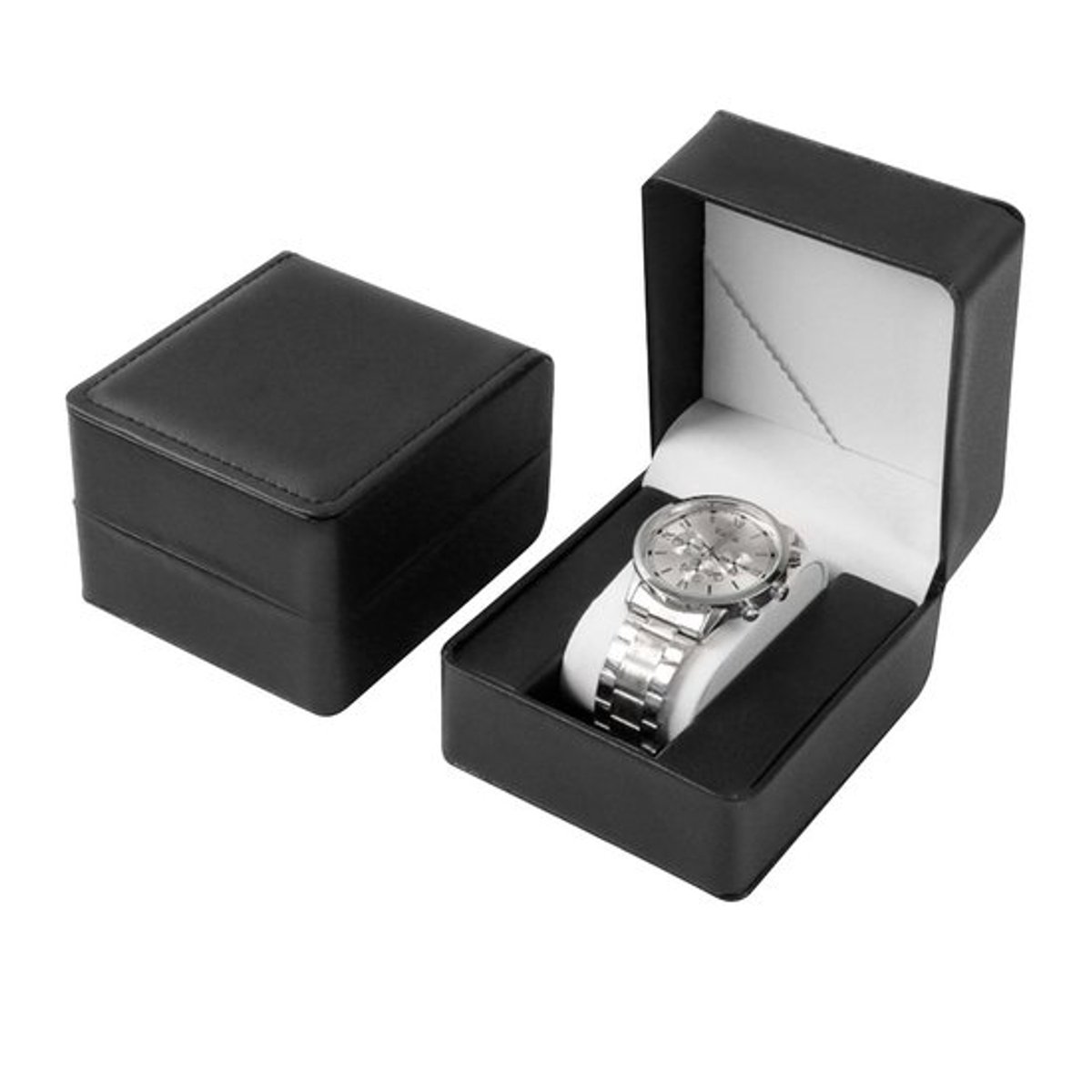 Horlogedoos - Individuele Horloge-opbergdoos - PU-leer - Horlogekussen - Geschikt voor Dames/Heren - Afmetingen 10x11x7,5 cm - Horlogeopslag
