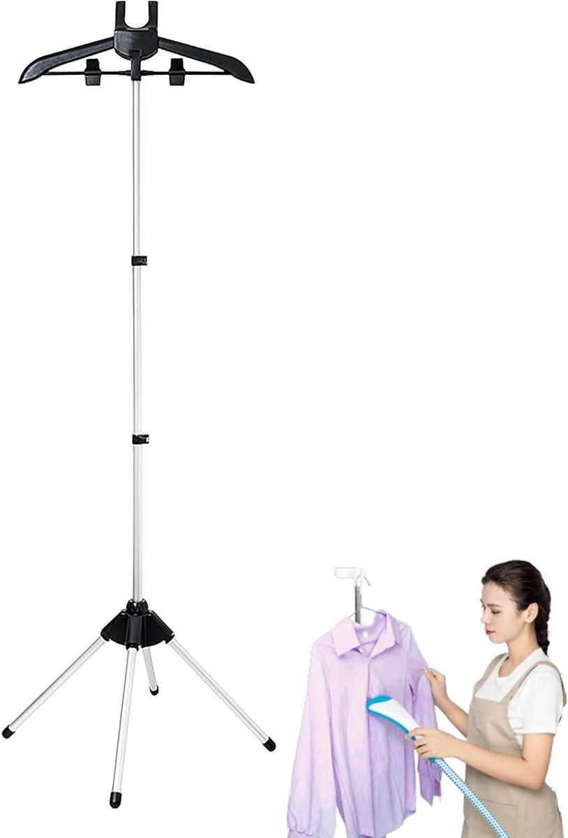 Kledingstomer Hanger - Stoomrek - Kleding Stomen - 360 Graden Draaibaar - Max 155cm - Zwart