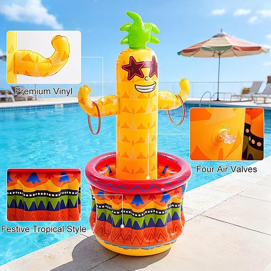 Opblaasbare Ananas Koeler - Feest Koelbox - Drankjes Koel Houden - Dubbel Ontwerp - 122 cm - Geel — afbeelding 4
