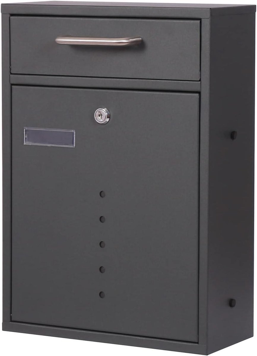 Brievenbus Met Slot - Wandmontage Brievenbus - Post Ontvangen - Inclusief 2 Sleutels - 40 cm Hoog - Antraciet