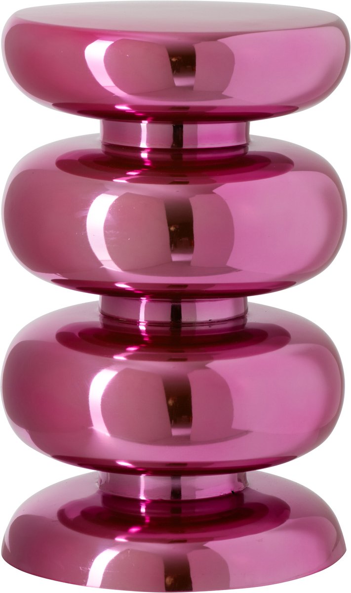 J-Line Ronde glanzende kruk - metaal - neonroze