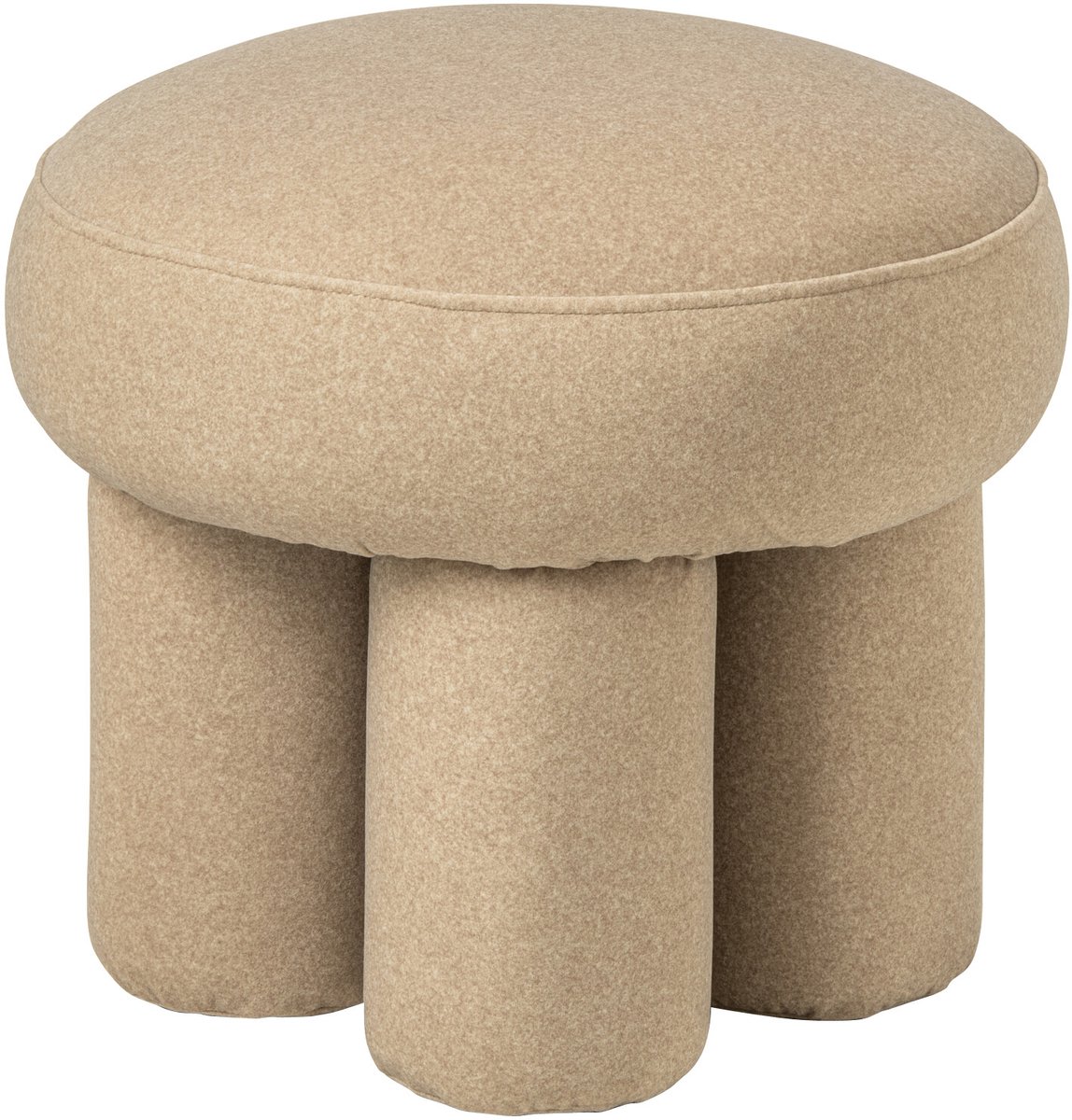 J-Line Poef met poten - multiplex/stof - lichtbeige - small