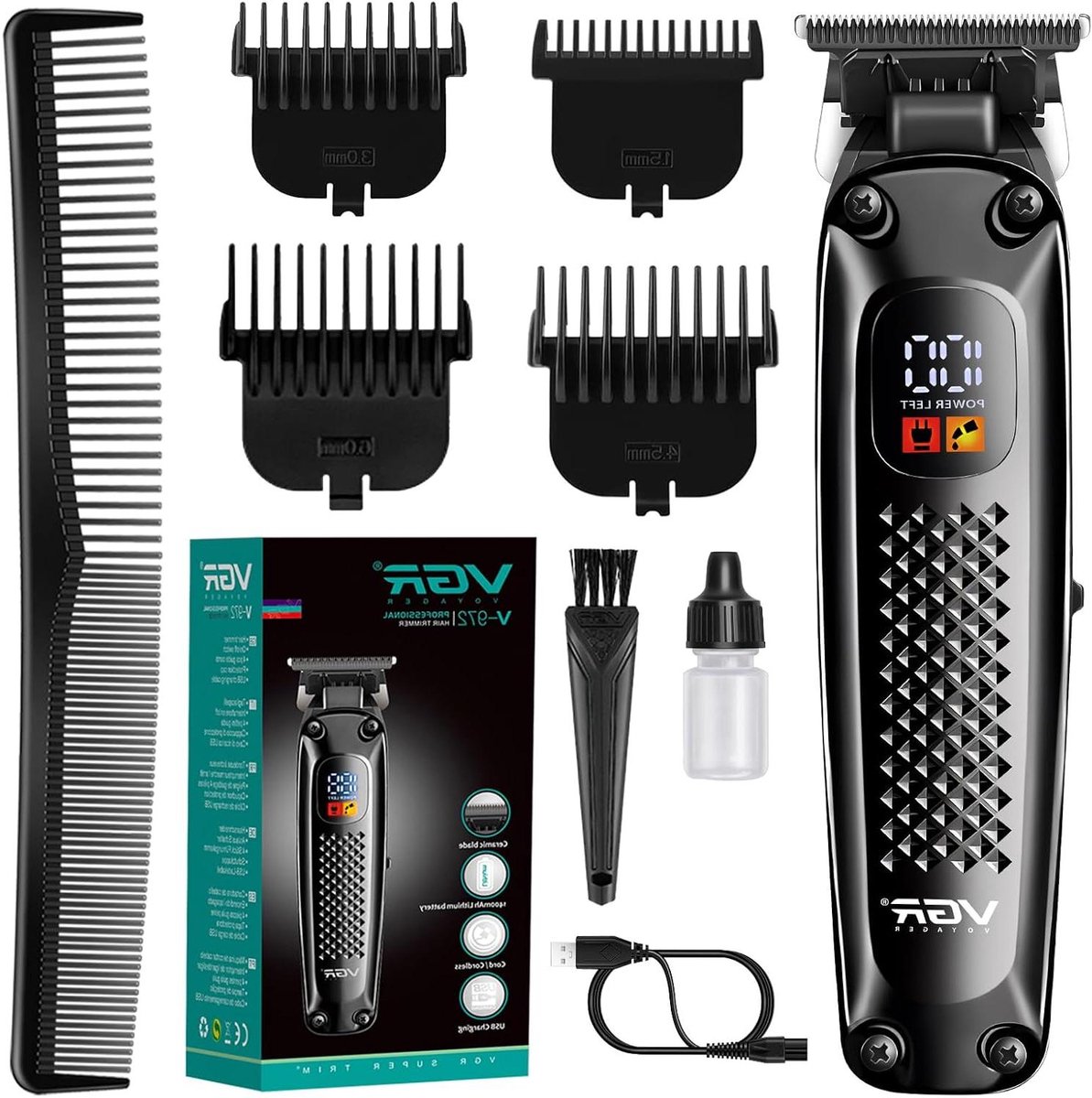 Professionele Tondeuse - Baardtrimmer Heren - Thuis Kapsel - Langdurig Gebruik - 155 cm - Zwart