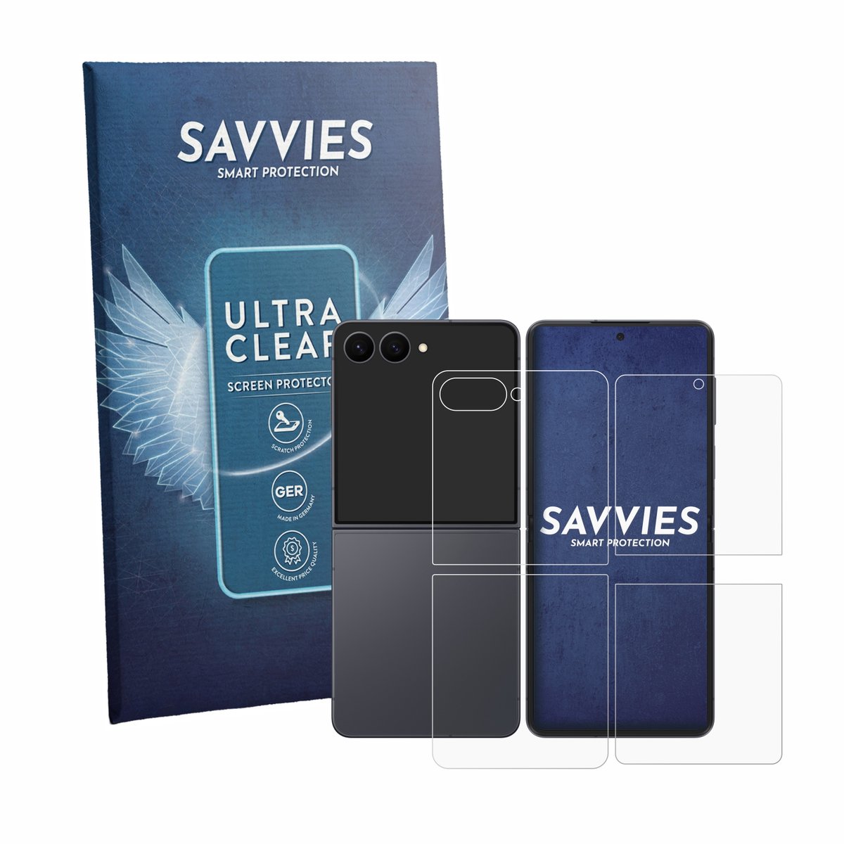 Savvies - Screenprotector voor Samsung Galaxy Z Flip 8 (Voor+Achter) - Folie Beschermfolie transparant 18 Stuks