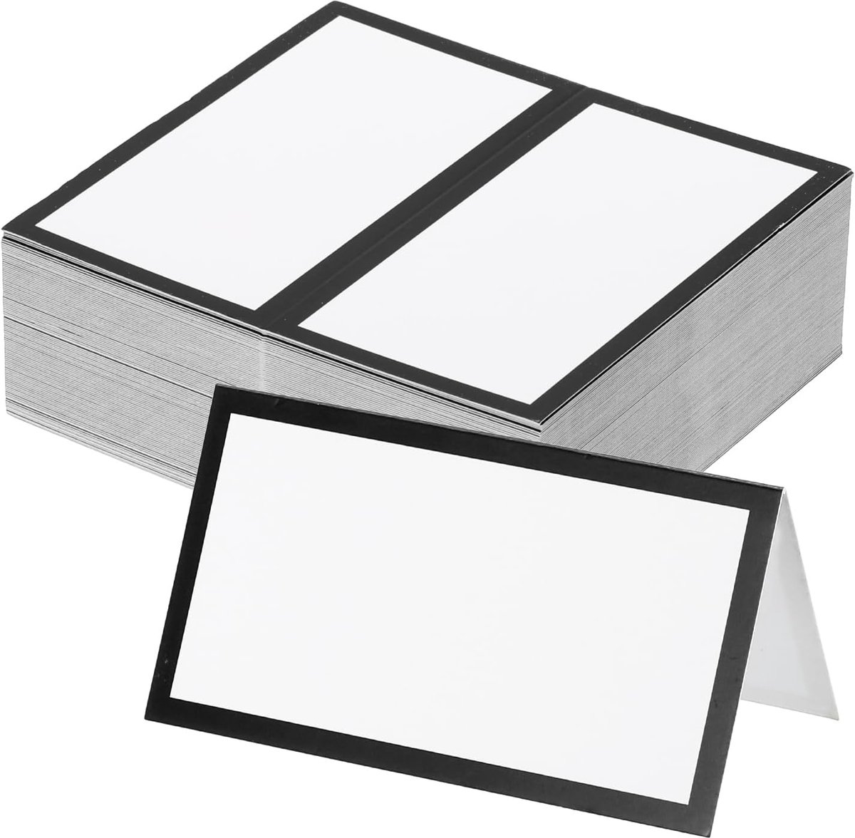 50 stuks tafelplaatskaarten, 7 x 5 cm blanco naamplaatskaarten voor tafelinstelling bruiloft receptie buffet, zwart