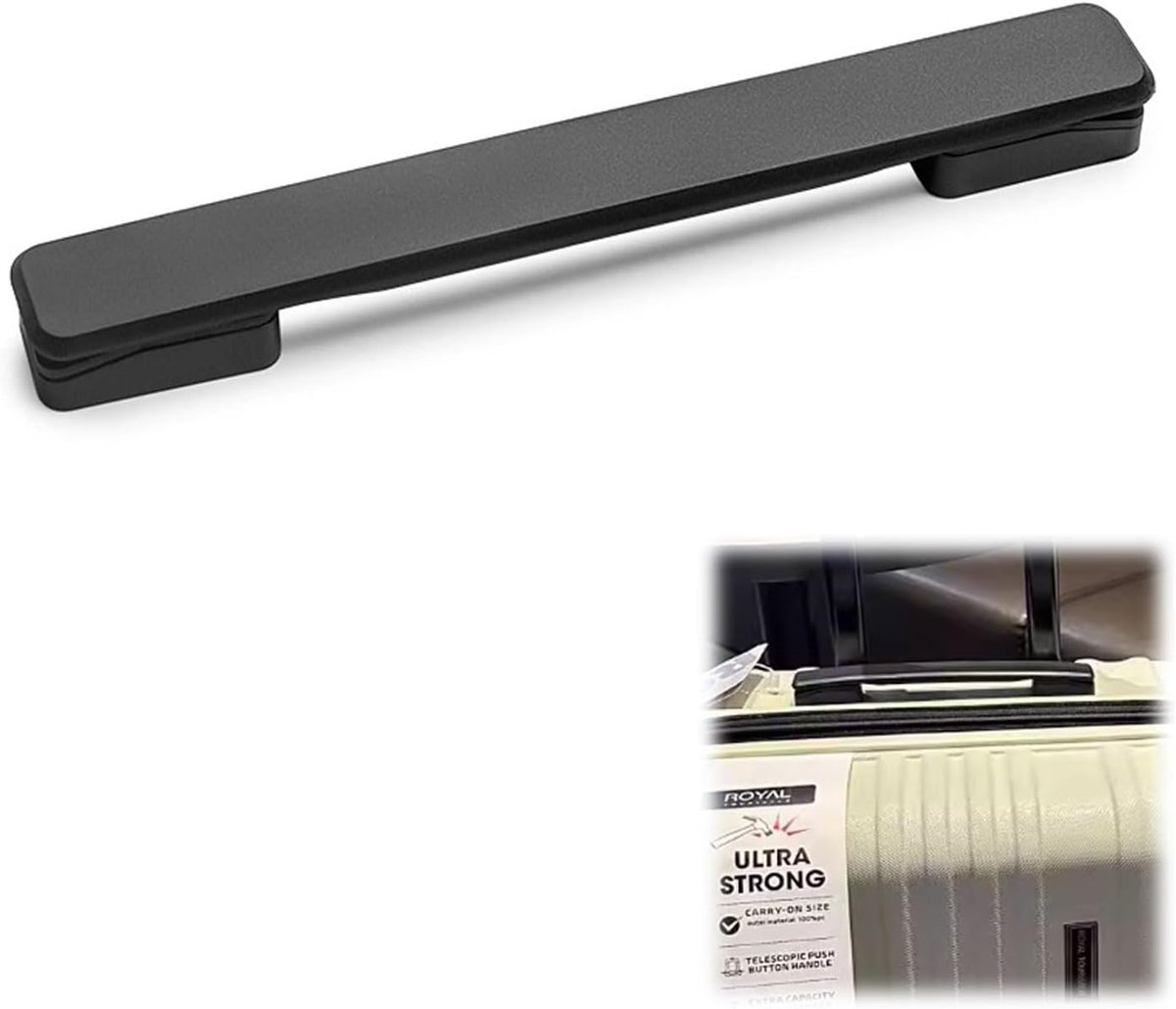 Bagagegreep van kunststof, 20 cm, ergonomische reservehandgreep voor koffer, reiskoffer, gereedschapskoffer en boxen, antislip design, zwart (1 stuk)