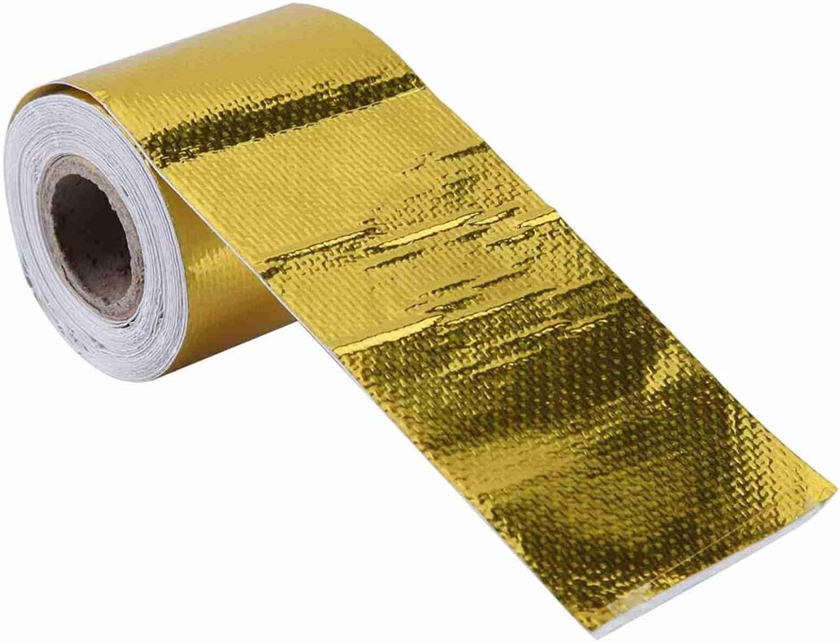 Plakbandrol Aluminiumfolie Reflecterend Hitteschild Tape, 5 m x 5 cm, Goud
