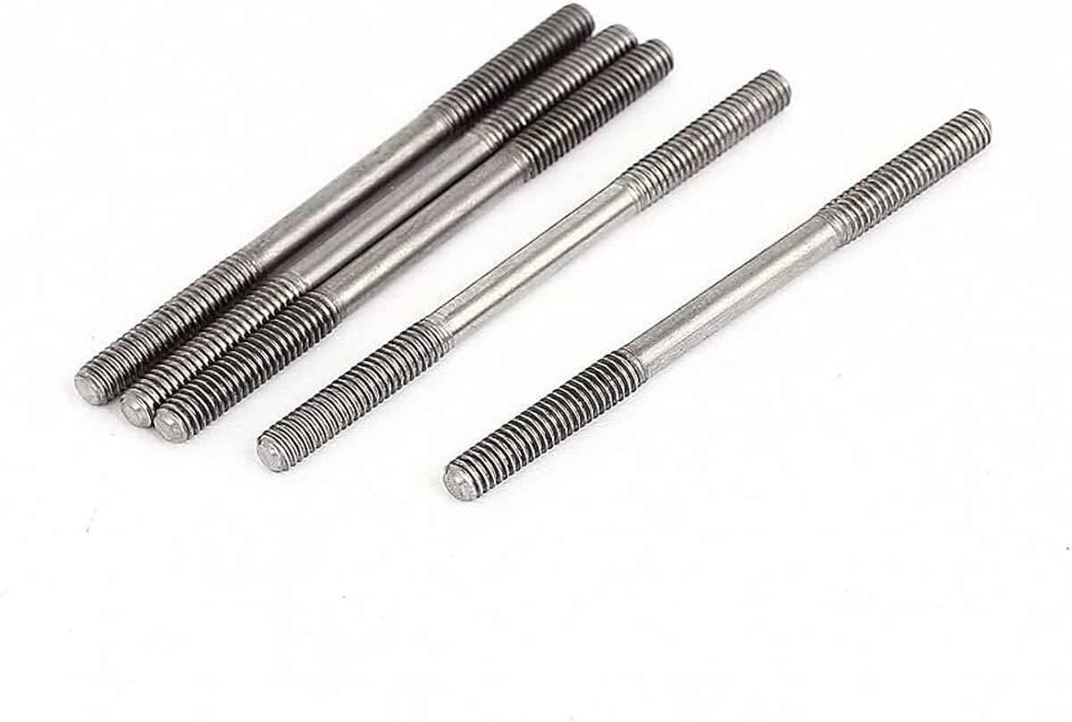 Map M4 x 60 mm 304 roestvrij staal dubbele schroefdraad bouten 5 stuks