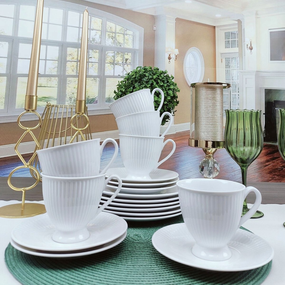Chodzież Dalia Witte Koffieservies 24 Delen voor 12 Personen