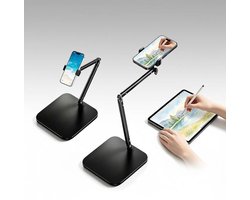 Huis Geluk Verstelbare Telefoonhouder voor Bureau met Verzwaarde Voet - Stalen Statief voor Koken, Live Streamen en Kantoor - Geschikt voor iPhone, Samsung en Google