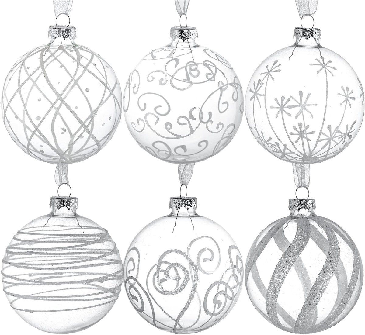 6 stuks 8 cm glazen bolornamenten, 8 cm kerstboomdecoratieballen, vulbare ornamenten voor doe-het-zelf knutselprojecten, Kerstmis, bruiloft, feest, woondecoratie