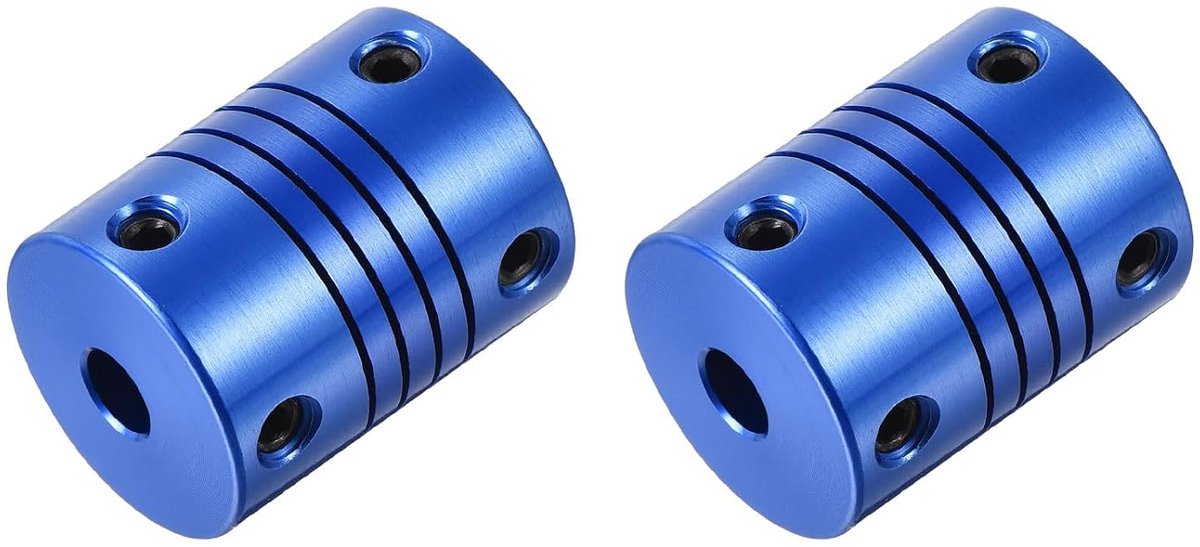 2 stuks 5 mm op 6 mm askoppeling van aluminiumlegering L25 x D19 flexibele koppeling met schroeven voor encoder en motoren, blauw