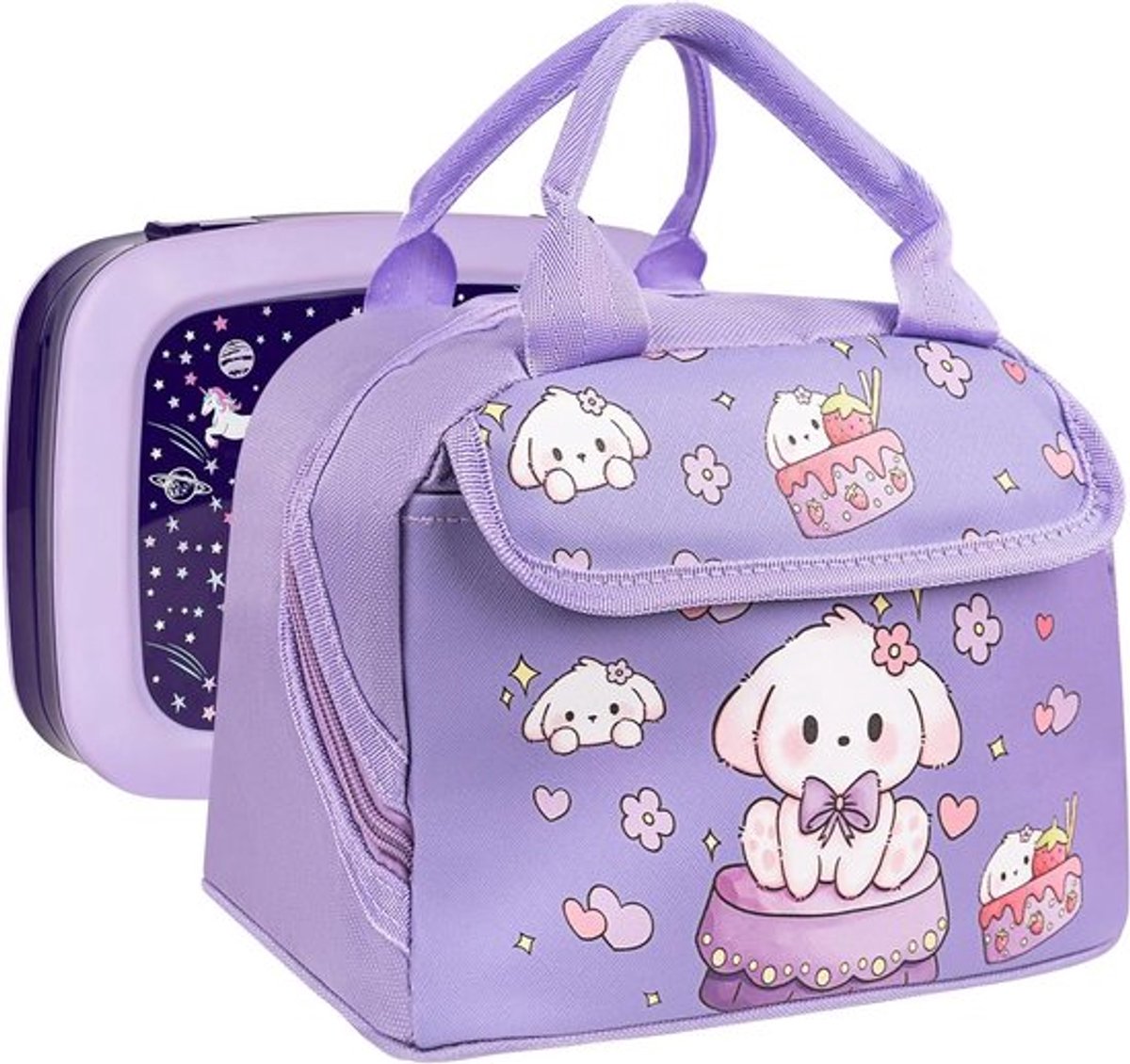 - Ruime lunchtas voor kinderen - Herbruikbaar - Compatibel met Bentgo Prints - Paars - Lunchtas voor school - Modern en fris