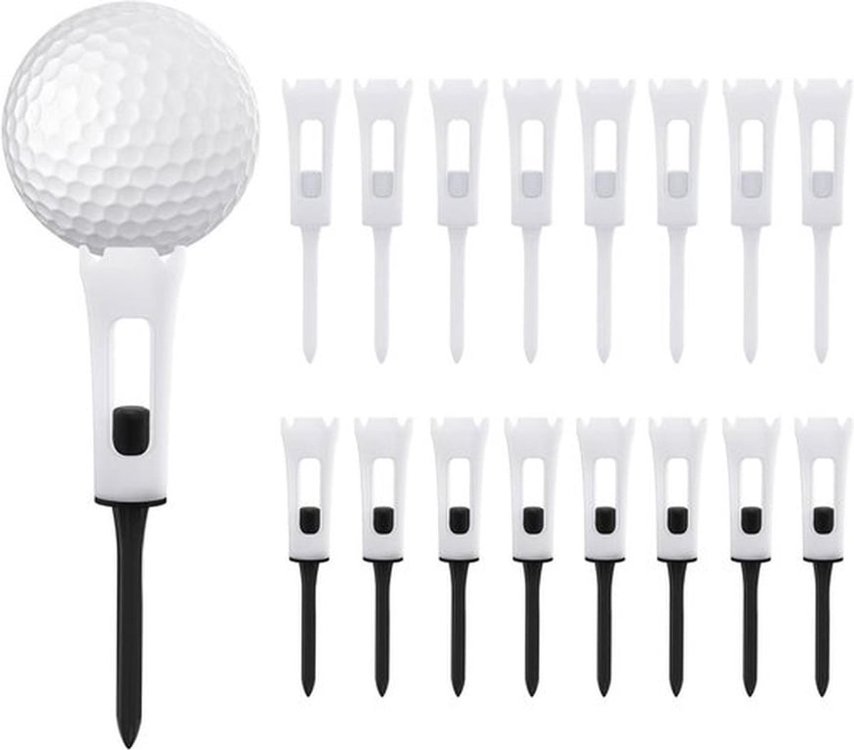 Plastic golfT-shirts - golfaccessoires - schokabsorberend - 16 stuks - 4-polig - professionele prestaties - lage weerstand - geschikt voor golfen - assortiment kleuren