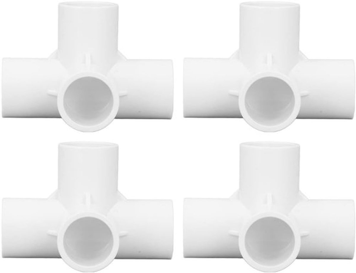 PVC Fitting 4-weg - 10 Stuks - 25 mm Binnendiameter - Duurzaam PVC - Voor Meubelaansluiting - Stevige Verbinding - Pvc Buisfitting