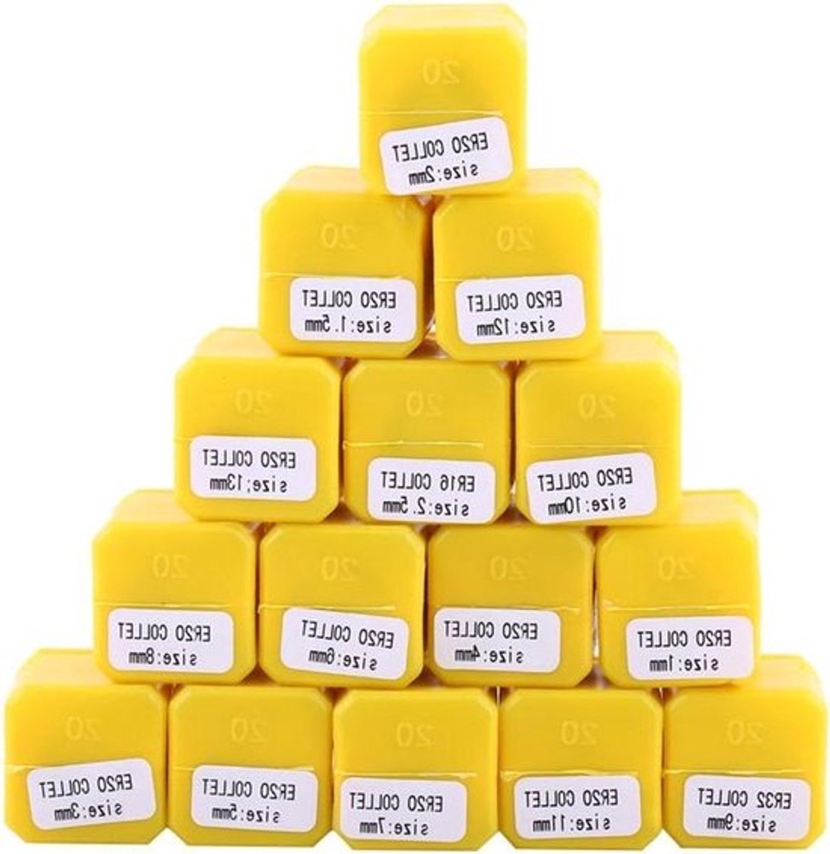 Veerspantangenset - CNC graveermachine - Freesdraaibankgereedschap - Routercollet - Accessoires - Geschikt voor ER20 - 15-delige ER20 Spantangenset + 15pz - ER20 Metrische Spantangenset - 1 tot 13mm Vervangende Spantangen.