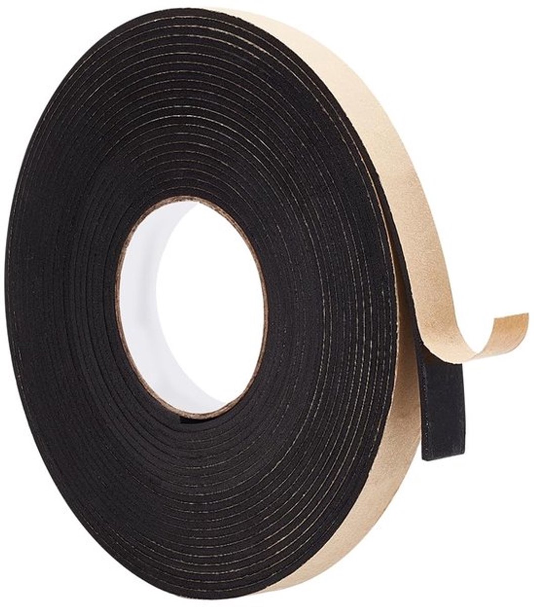 Afdichtingsstrip 10 m - Zwart Schuim - Zelfklevend - 20 mm x 3 mm - Koudebescherming - Waterdicht en Vervormbaar - Isolatiestrip