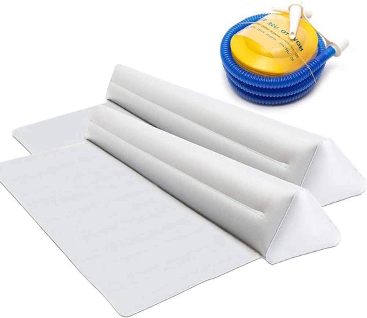Verstelbare Bedhekken voor Peuters - 2 Stuks Opblaasbare Bedbumper voor Kinderen, Lichtgewicht en Comfortabel, Valbeveiliging voor Tweepersoons-, Queensize- en Kingsize Bedden met Luchtpomp