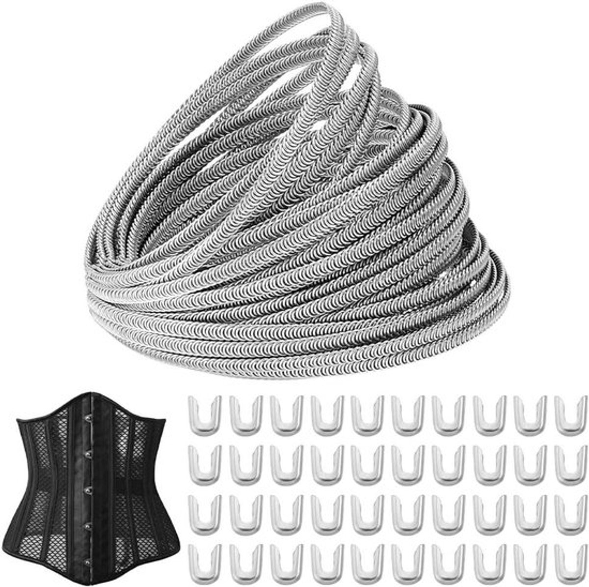 - Spiraal Korset Uitbenen - Flexibel - Roestvrij Staal - Uitbenen Tips - Voor Korset Maken - Zelf - 40 Stuks - 4,5 mm.