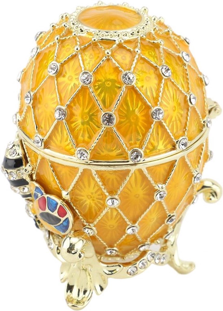 Sieraden Doos Handgeschilderd Met Pasen Ei Design Decoratieve Box met Steentjes Vintage Scharnierende Doos voor Ringen Kettingen