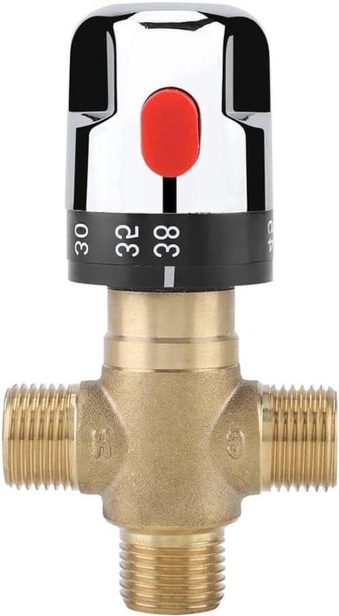 Mengkraan Watertemperatuurregeling 1/2 NPT Mannelijke Aansluitingen - Thermostatisch Massief Messing - Badkamer Keuken Douchekraan