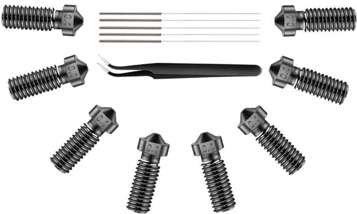 Mondstuk 0,4 mm Hoge Hittebestendigheid - Gebitsprotecties - Mondstuk Stofzuiger - M6 Printkop - Gehard Staal - 8 Stuks