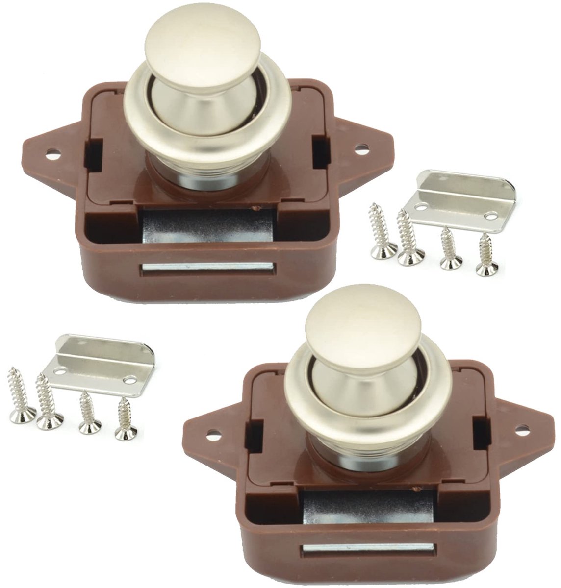 2 Stuks Drukknop Klink Slot voor Camper, Lades en Kastdeuren, Geschikt voor Allerlei Meubels Thuis, in Woonmobielen, Boten, Caravan en Nog Veel Meer