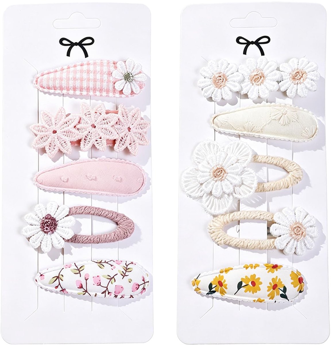 10 Stuks Haarspeldjes voor Dames en Meisjes, Vintage Strik met Kant en Geborduurde Bloemen, Alligator Clip Haaraccessoires Set