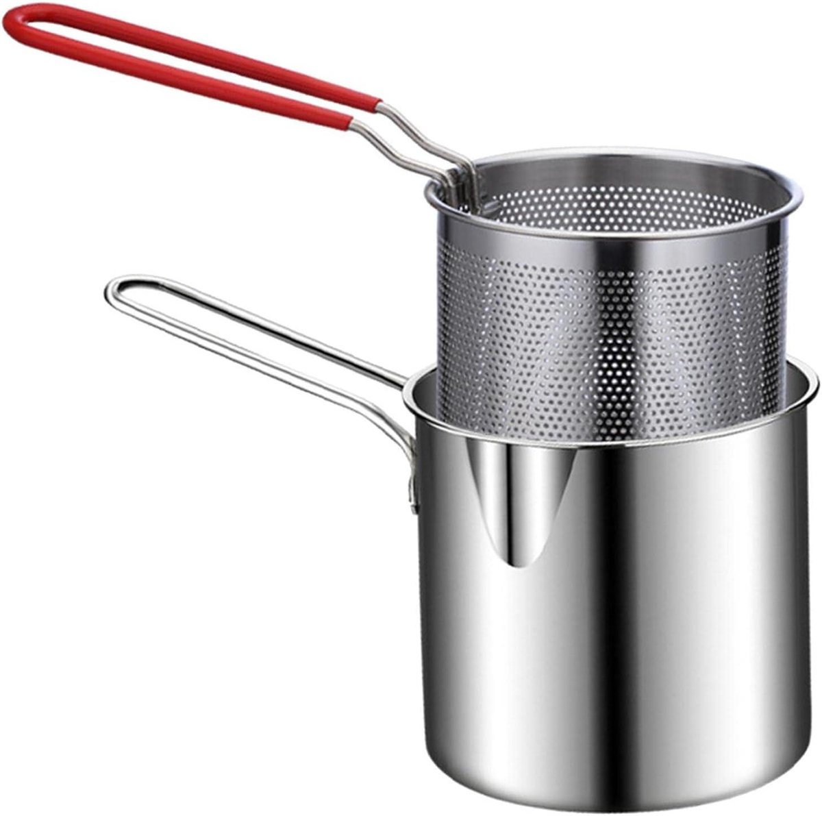Mini Frituurpan - Compacte Frituur - Lekkere Snacks Maken - Met Uitneembaar Mandje - 13 cm - Zilverkleurig