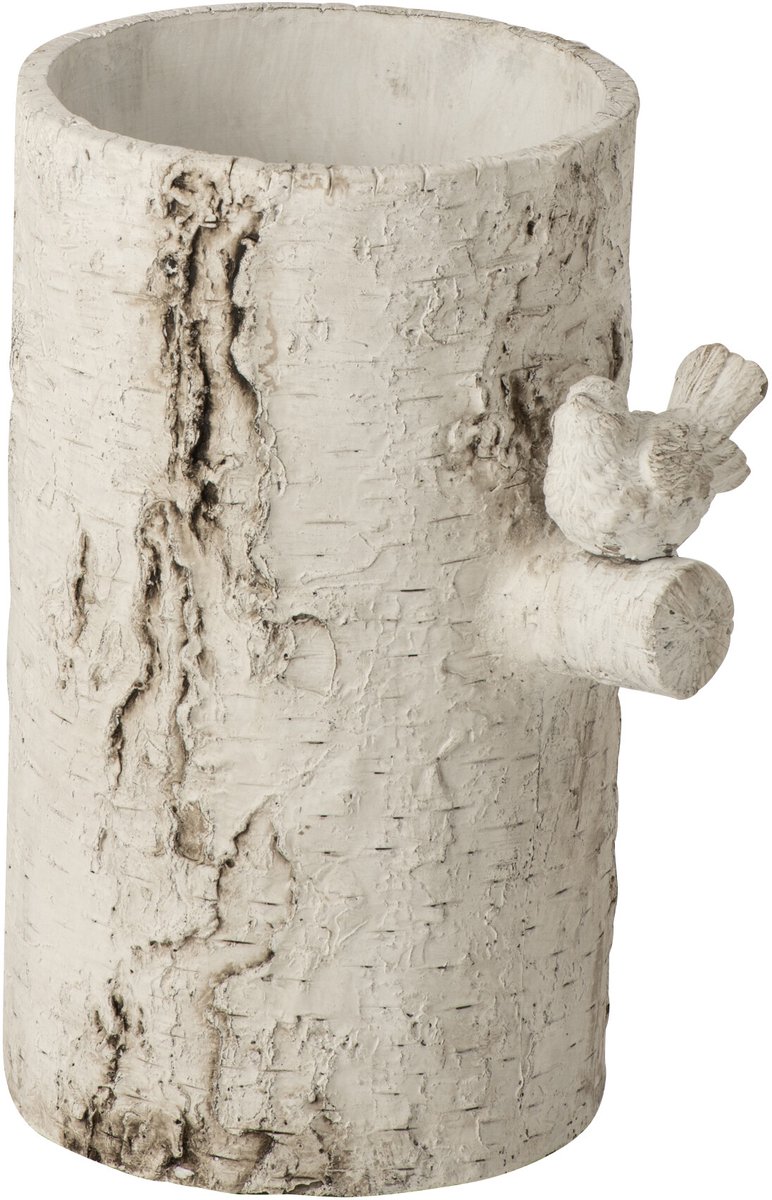 J-Line vaas Vogel - cement - wit - small