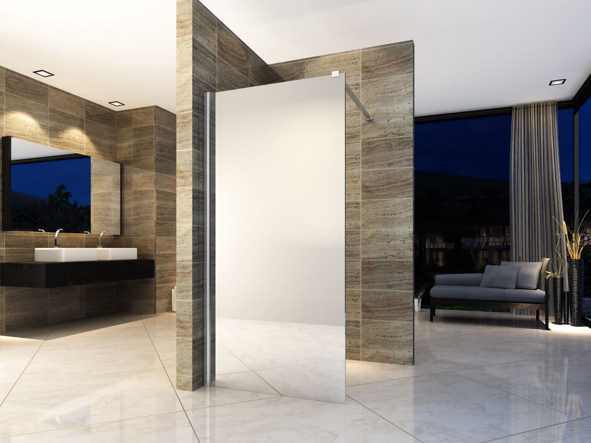 ALONI inloopdouchewand spiegelglas – 120x200 cm – 8 mm veiligheidsglas