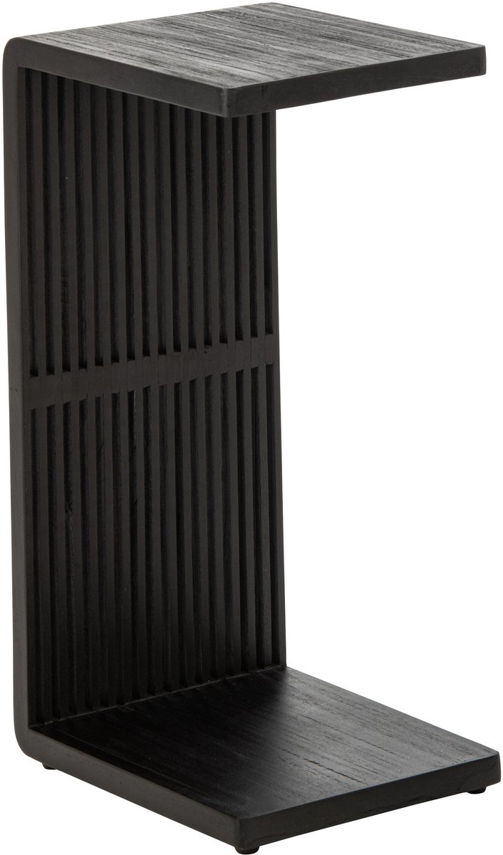 J-Line Bijzettafel met latten - gerecycled hout - zwart
