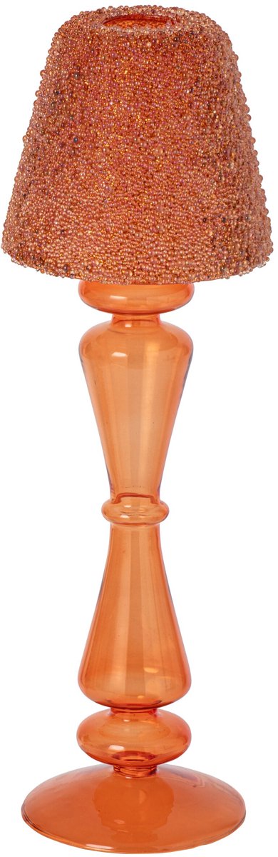 J-Line theelichthouder Kralen - glas - oranje - large