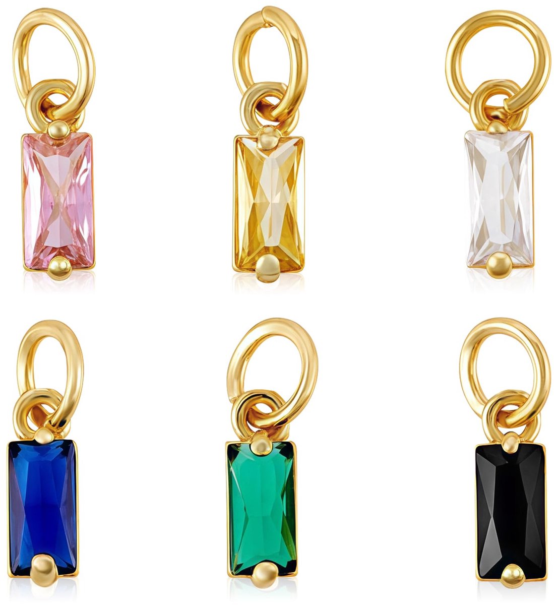 Bedeltjes voor Het Maken van Sieraden 18 Karaats Vergulde Kleurrijke Kristallen Geboortesteenhangers met Oogje Vierkante Hanger voor Zelfgemaakte armbanden kettingen oorbellen