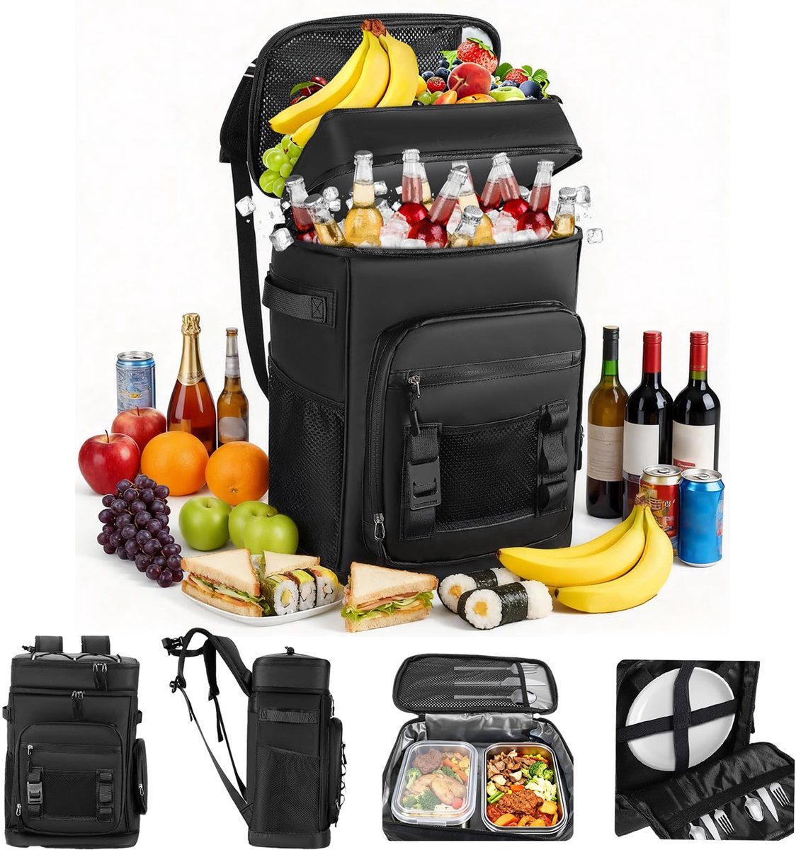 Koeltas voor heren en dames, lekvrij, waterdicht, geïsoleerde rugzak voor camping, strand, outdoor, reizen, familie, picknick, BBQ