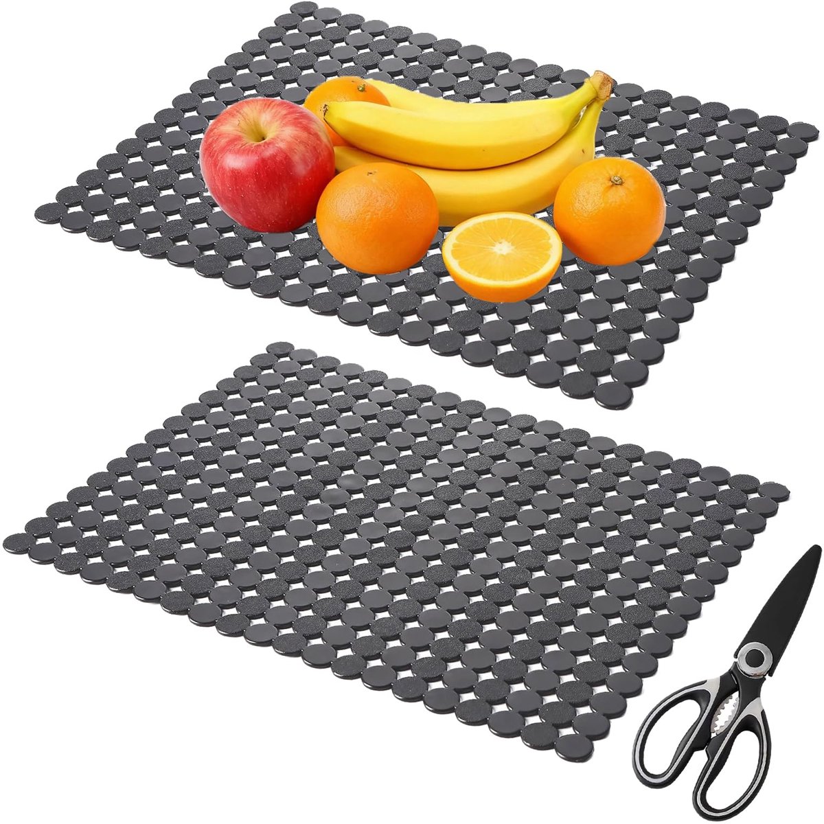 2 stuks gootsteeninzetstukken voor keukenspoelbak, 30 x 40 cm, op maat te snijden, afdruipmat, servies, stippendesign, met schaar, voor gootsteen, servies, glaswaren (doorschijnend