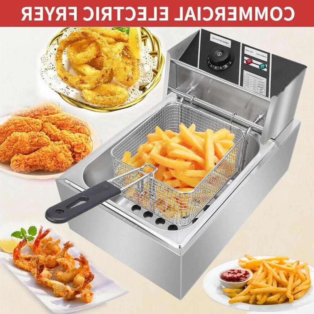 Professionele Friteuse - Vet Frituurpan - Thuis Frituren - Snelle Opwarming - 6 Liter - Zilver