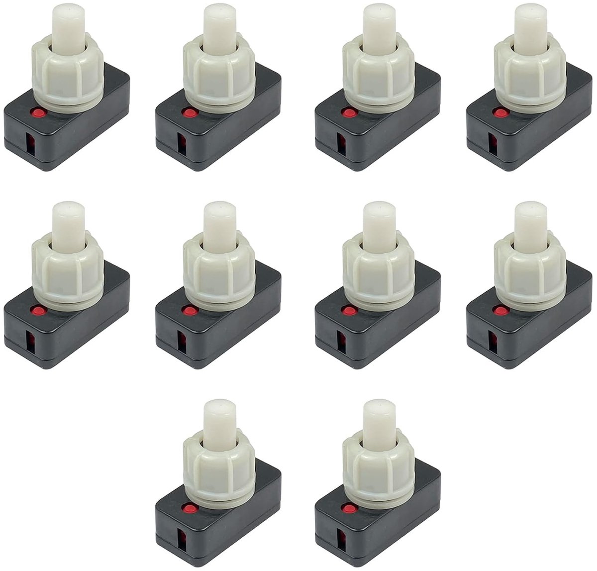 Set met 10 drukschakelaars, on-off of vergrendelingsschakelaar voor elektrische schoolkit, scholen, knutselwerk en school.