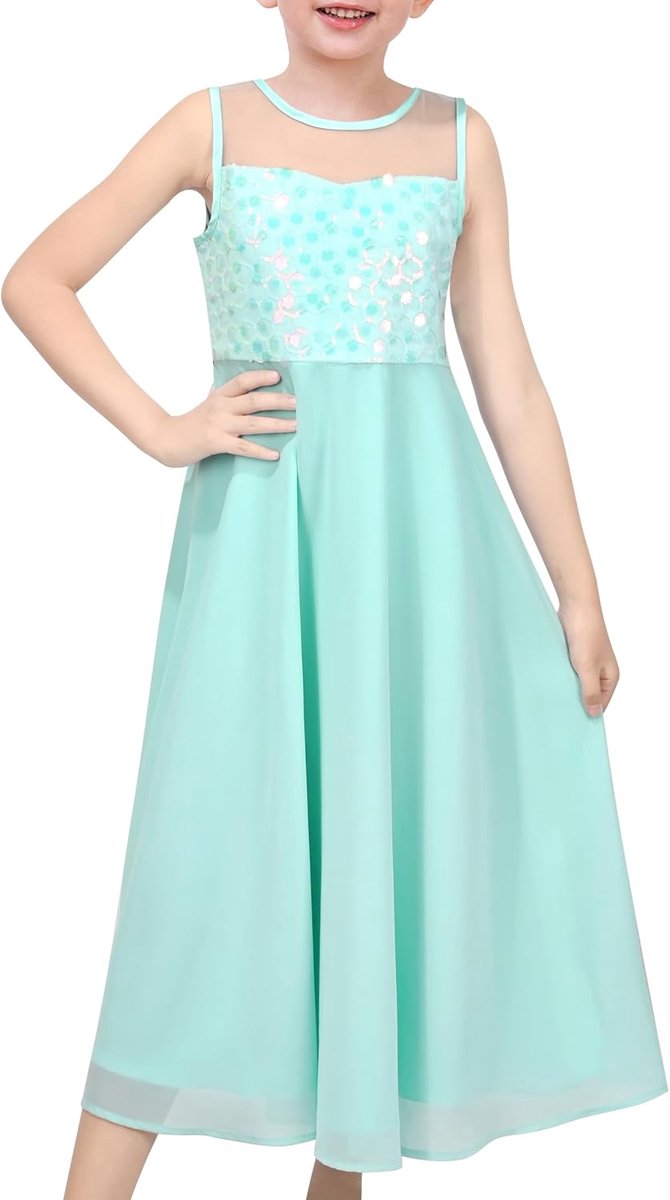 Jurk Strass Chiffon Bruidsmeisje Dansbal Maxi Japon 6-14 jaar