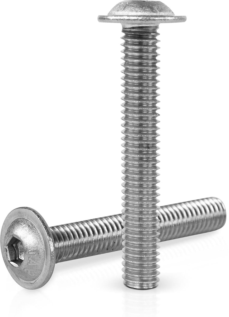 Schroeven met flens en binnenzeskant ISO 7380-2 platte kopschroeven met flens/band roestvrij staal V2A A2 (50, M3x6)