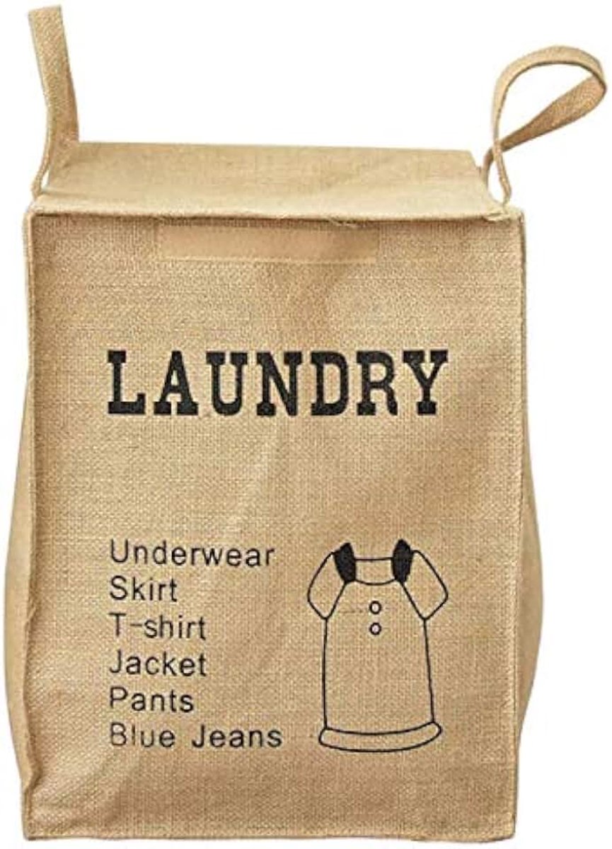 Jute Square Wasmand Bag Bin voor Thuis Wasruimte - Natuurlijke Stijl Recycle Sorteerbakken Organizer Manden Recycling Container