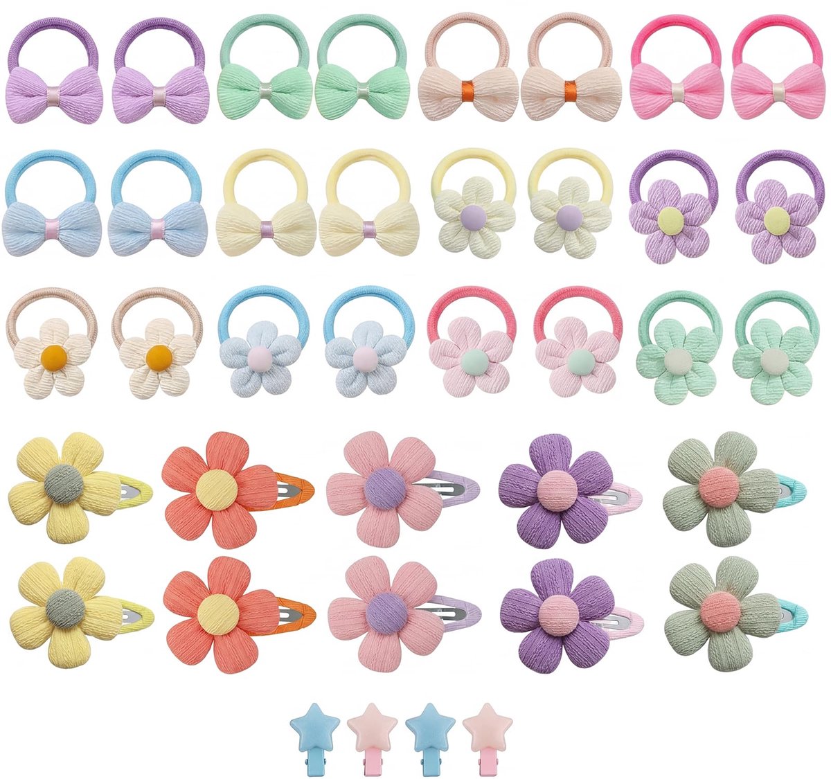 38 stuks haaraccessoires voor meisjes, haarspeldjes en pompons, strikken en bloemen, haarbanden voor meisjes en peuters, haarspeldjes, als cadeau