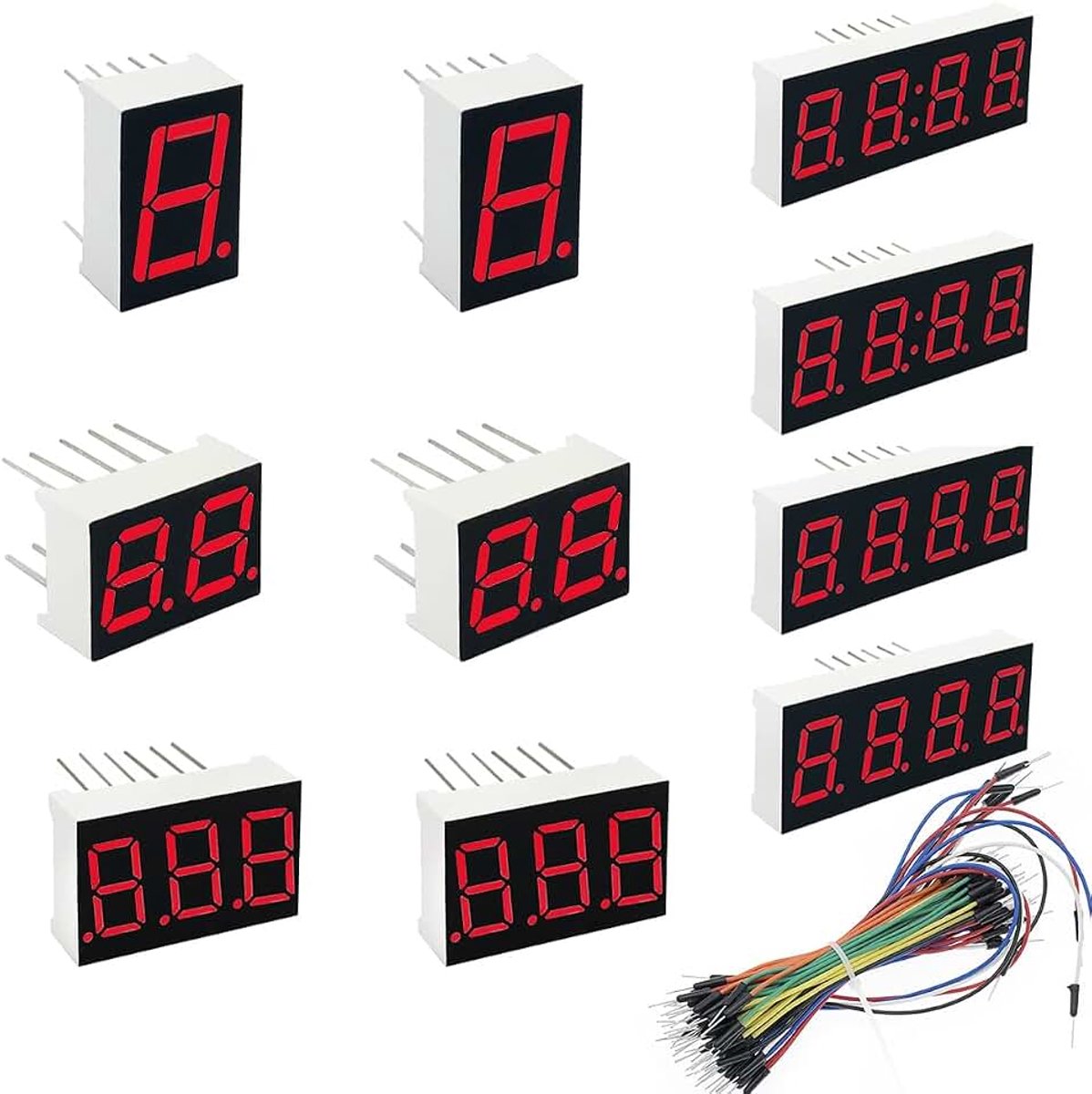 Anode 10-pins 12-pins 7 segment bit 2- en 3- en 4-bit 0,56 inch rood LED-digitaal display met steekbruggen (10 stuks)