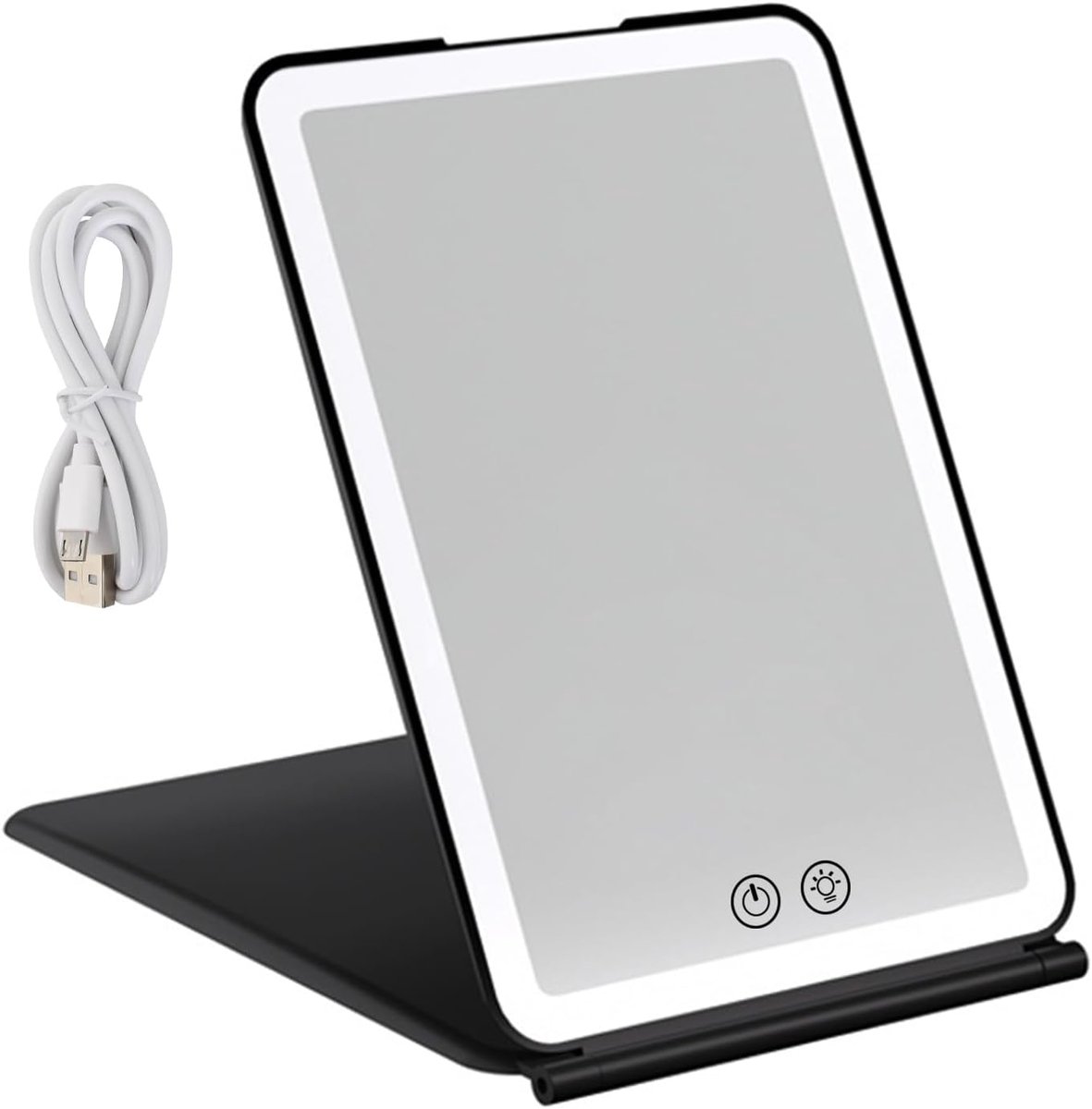 Reisspiegel, make-upspiegel met 72 ledlampen, make-upspiegel, cosmetische spiegel, oplaadbare draagbare verlichte make-upspiegel, 3 kleuren verlichting, dimbaar touchscreen (zwart)