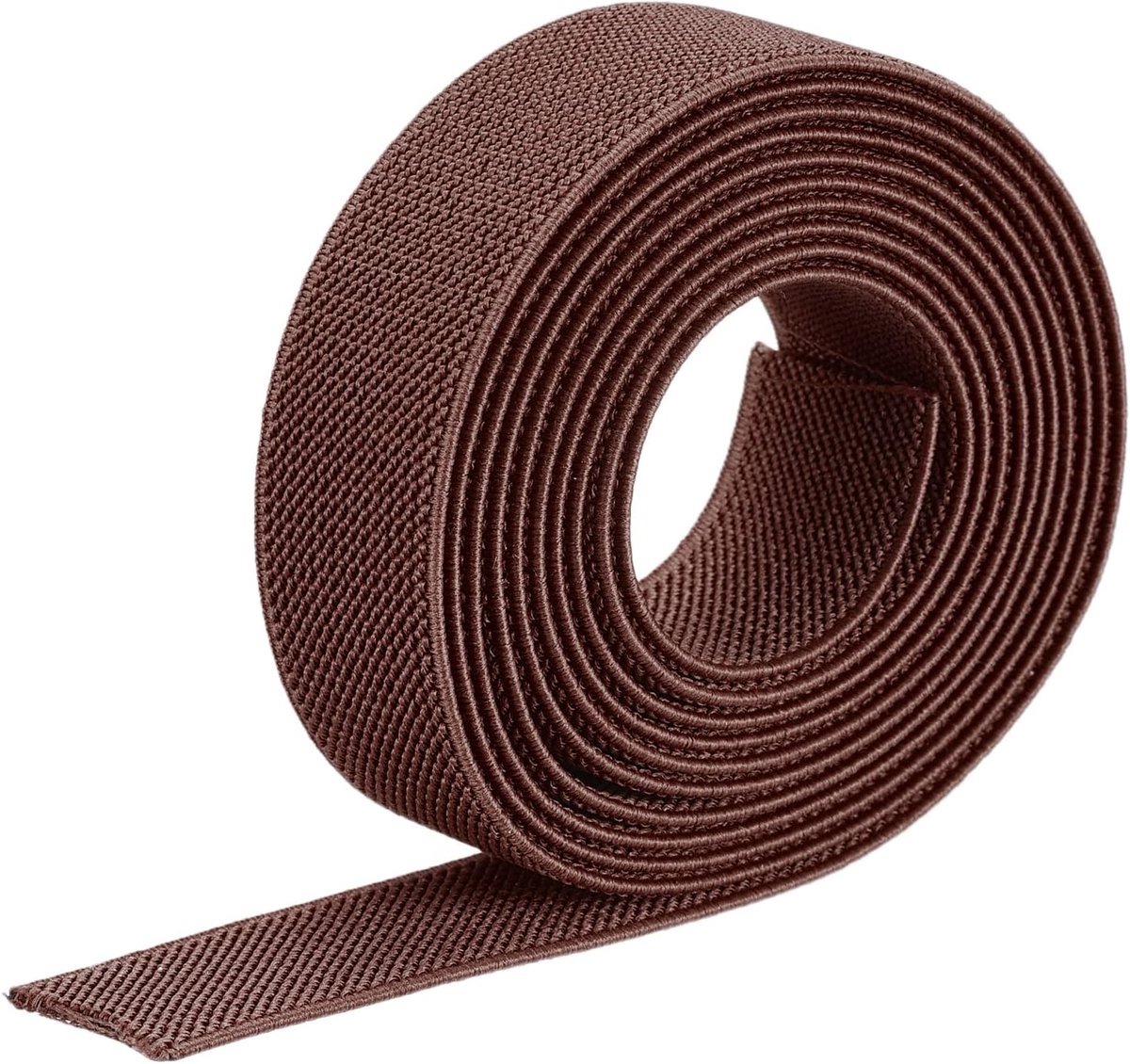sourcing map Keper Elastiek, dubbelzijdig, 3,5 cm, platte 5 meter, 1 rol, platte elastische band, koord, bruin, voor naaien en tailleband