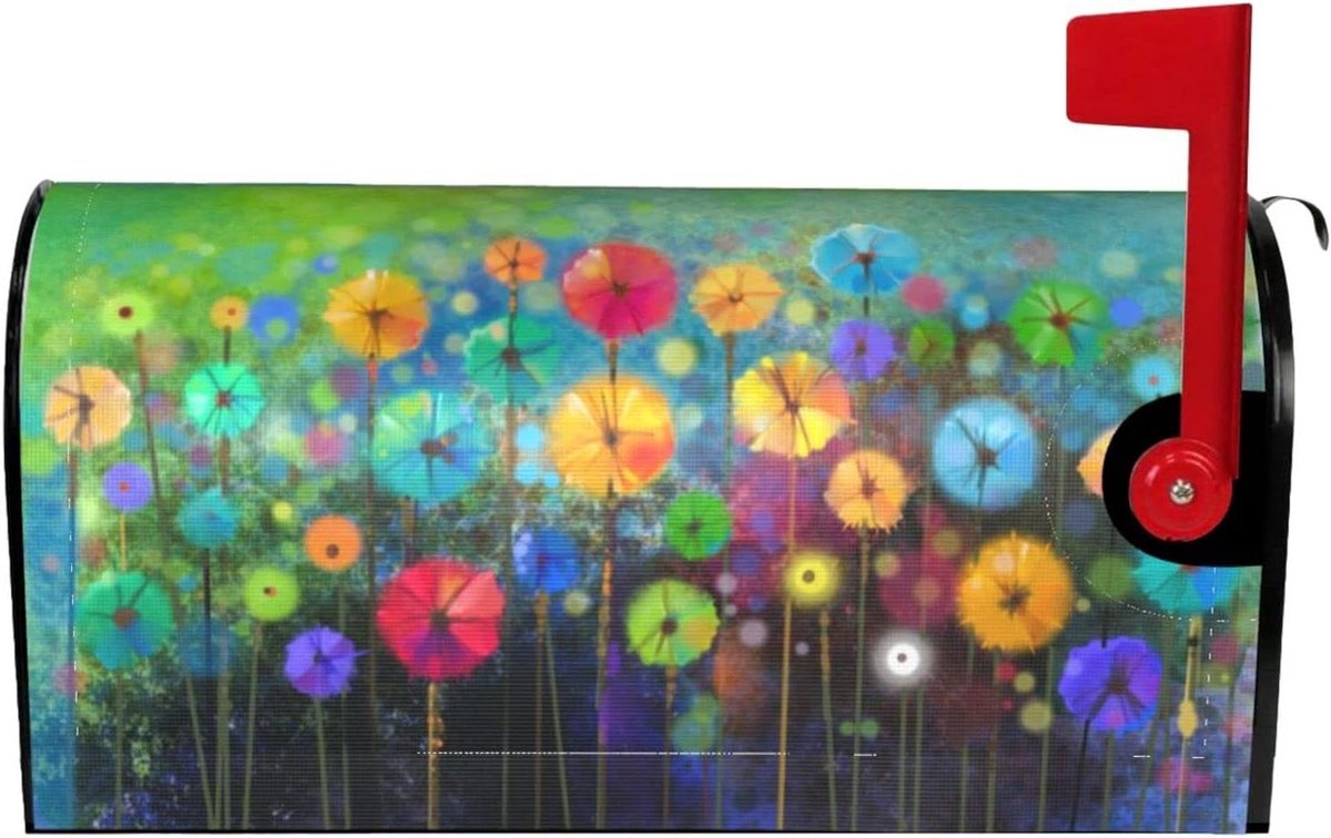 Brievenbus Covers - Postbak Decoratie - Tuin Aankleden - Magnetische Bevestiging - 51 x 45 cm - Abstract Bloemen
