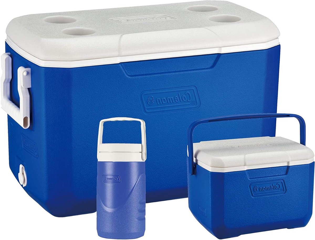 Koelbox Set - Isolatie Boxen - Feestjes en Uitjes - BPA-Vrij Interieur - 46 Liter - Blauw Wit