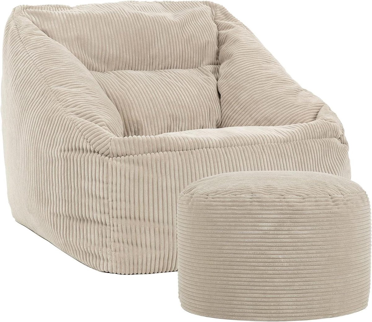 Zitzak Fauteuil - Zitstoel met voetenbank - Ontspannen in huis - Ondersteunend ontwerp - 84 x 97 x 73 cm