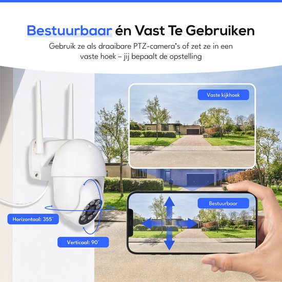 Teceye PTZ Beveiligingscamera Buiten met Recorder - Draadloze Buitencamera - 6 Camera - 1TB Opslag — afbeelding 3